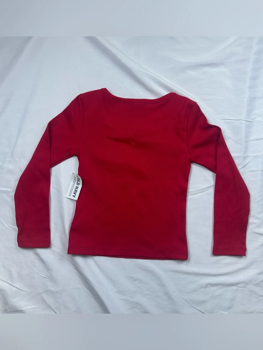 NWT Old Navy Roma Red Ribbed Square Neck Long Sleeve T-Shirt Girls XS (5)